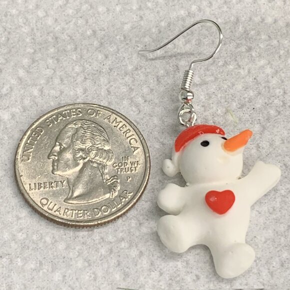 Snowman Earring, Frosty Earring, Christmas Earring, Holiday Earring, Gift Idea - Picture 5 of 5